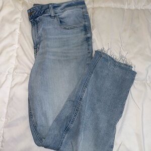 Maurices Light Blue Frayed Hem Straight Leg Jeans